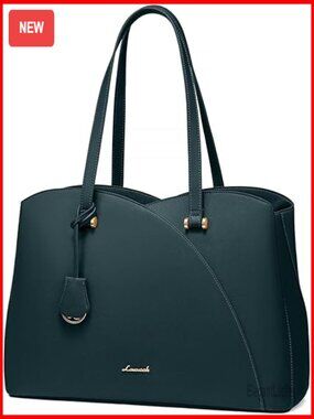 Large 17.3 Inch Laptop Tote Bag, Waterproof PU Leather Work Briefcase Satchel